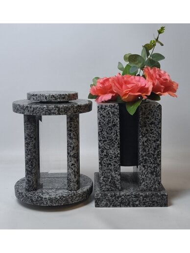 Granitas komplektas, žvakidė 26*19 cm, pilka Granitas komplektas, žvakidė 26*19 cm, pilka
